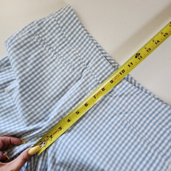 Atelier Gardeur Blue Ginhgam Check Mid Rise Pants Size 36 Medium Long Tall - Picture 9 of 11